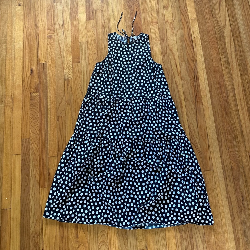 LOFT Black Dress with White Polka Dots
